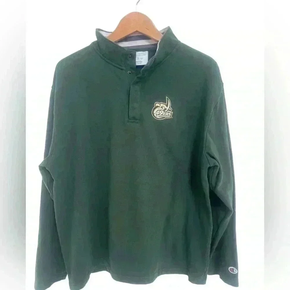 Champion Men’s 49ers Green 1/4 Button Pullover Size Large - Picture 7 of 7